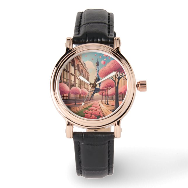 Montre Parisienne Romantique avec Tour Eiffel Armbandsur (Framsida)