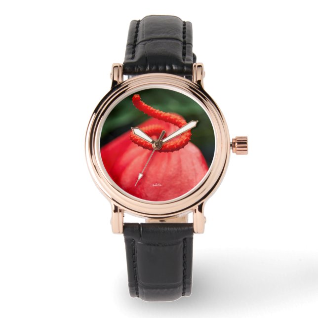 Montre photo une fleur rouge. armbandsur (Framsida)