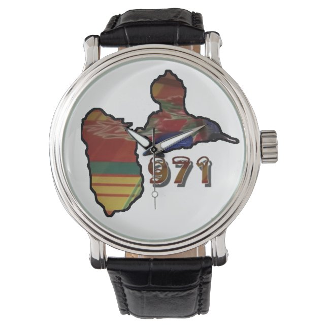 Montre pour Homme avec carte Guadeloupe Armbandsur (Framsida)