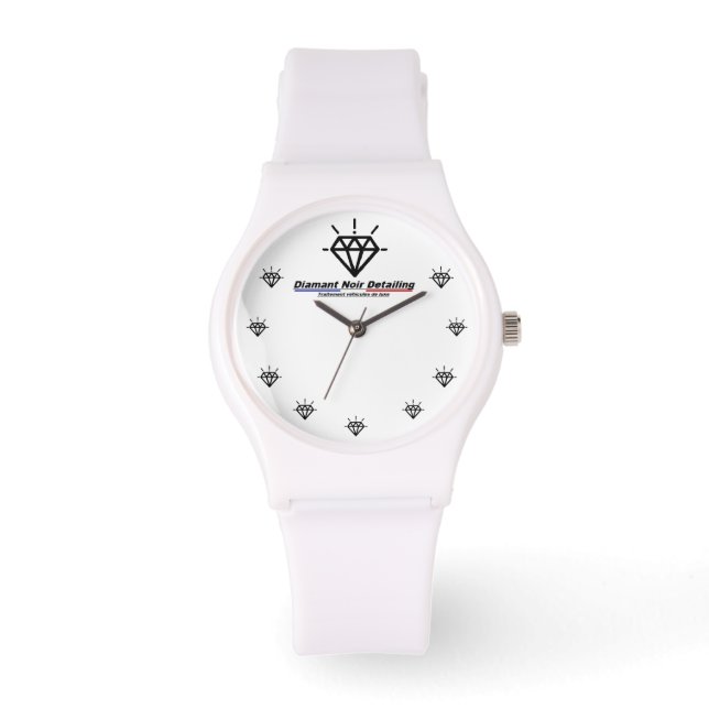 Montre Silicone Diamant Noir Detailing Armbandsur (Framsida)