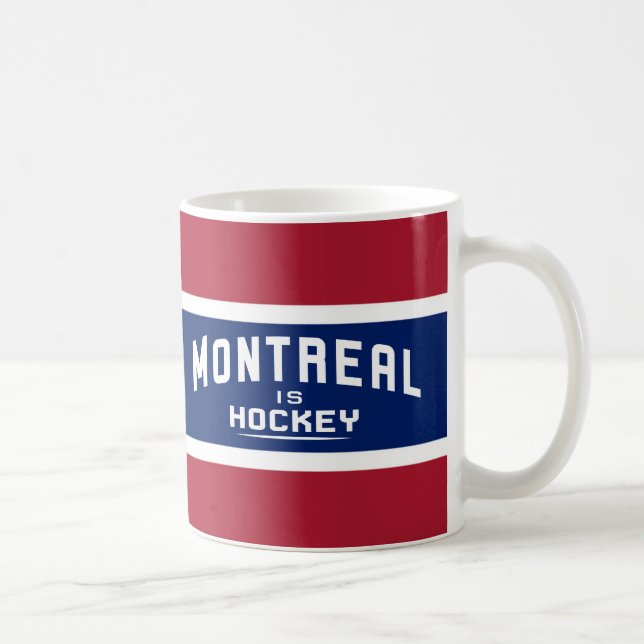 Montreal är hockey, rött, vit och blåttmuggen kaffemugg (Höger)