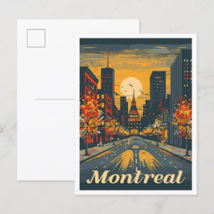Montreal Canada Art Vintage resor Illustration Vykort