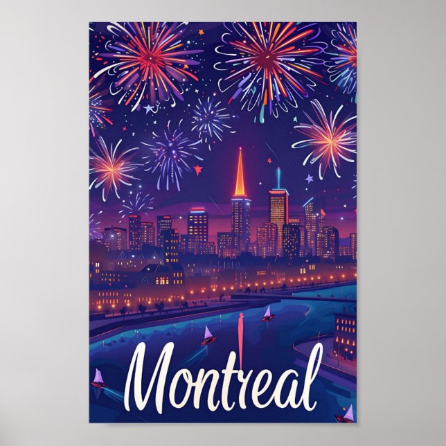 Montreal Canada Artistic Travel Illustration Poster (Framsidan)