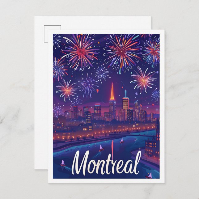 Montreal Canada Artistic Travel Illustration Vykort (Fram/baksida)