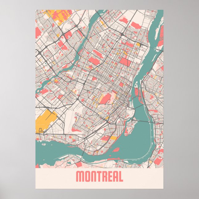 Montreal - Canada Chalk City Karta Poster (Framsidan)