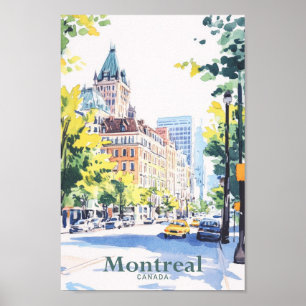 Montreal Canada Gouache Paint Illustration Travel Poster
