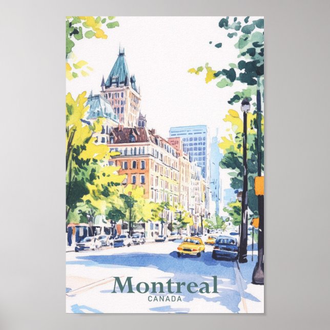 Montreal Canada Gouache Paint Illustration Travel Poster (Framsidan)