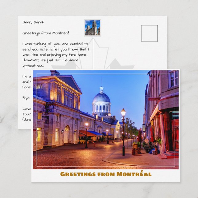 Montréal Canada Old Town Modern Vykort (Fram/baksida)