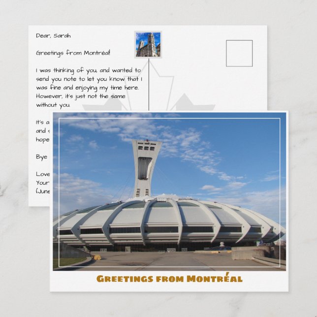 Montréal Canada Olympic Stadium Modern Vykort (Fram/baksida)