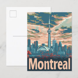 Montreal Canada Vintage Retro Travel Illustration Vykort