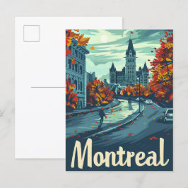 Montreal Canada Vintage Retro Travel Illustration Vykort