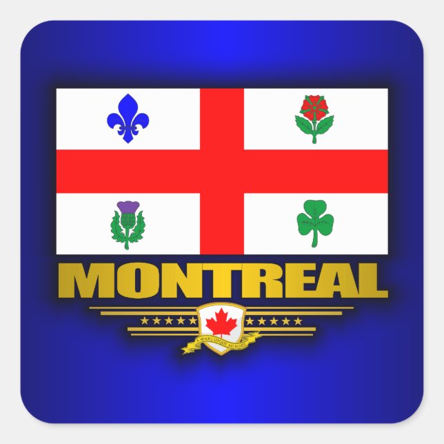 Montreal Flagga Fyrkantigt Klistermärke (Framsida)