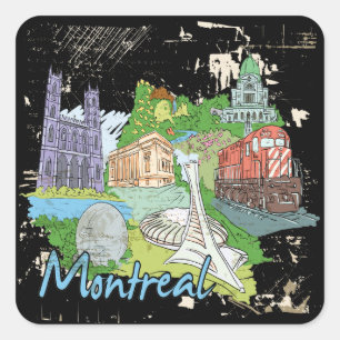 Montreal Fyrkantigt Klistermärke