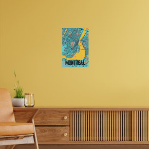 Montreal Gatukarta Tvåtonsaffisch med stadsnamn Poster