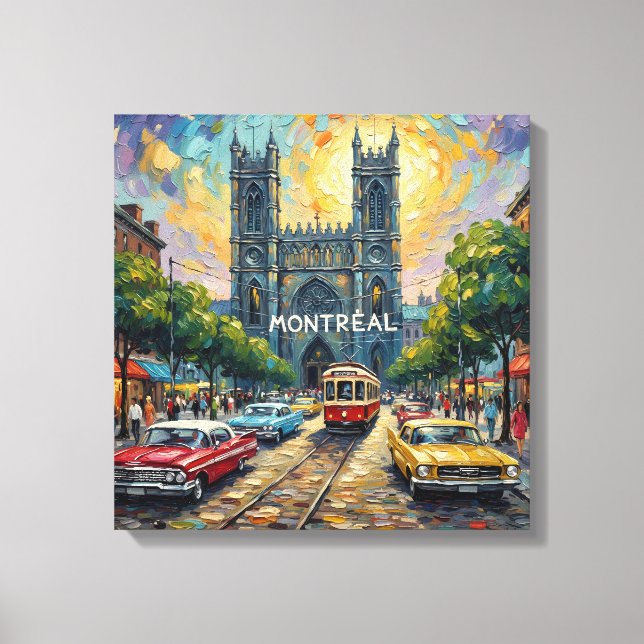 Montreal Gotisk Spårvägskatedral Canvas (Framsida)