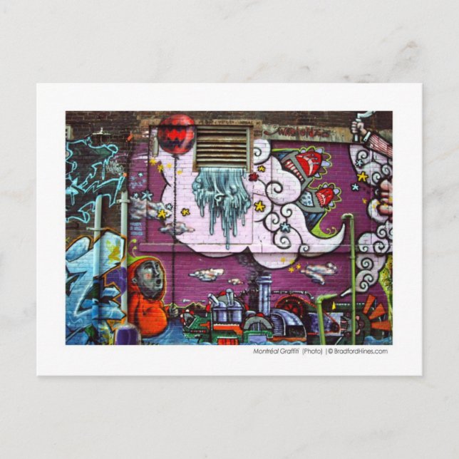Montréal Graffiti Photo Postcard av Brad Hines Vykort (Framsida)