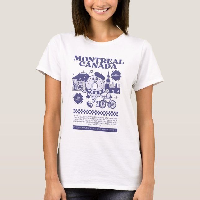 Montreal Kanada Retro Bagel Stadssiluett  T Shirt (Framsida)