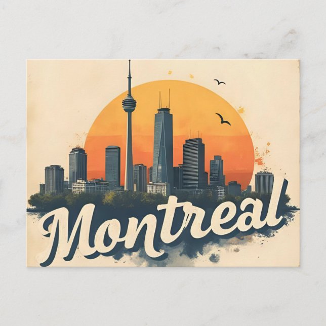 Montreal Kanada Retro Vintage Silhuett  Vykort (Framsida)