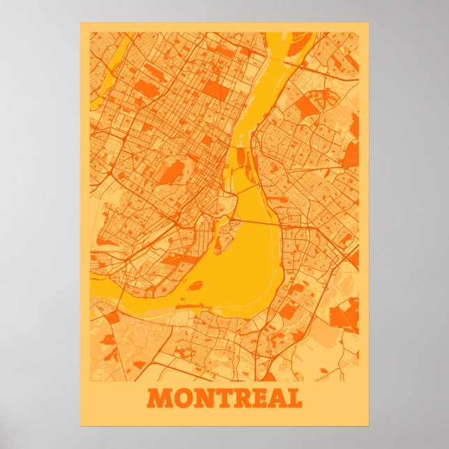 Montreal - Kanada Sunset City Karta Poster (Framsidan)