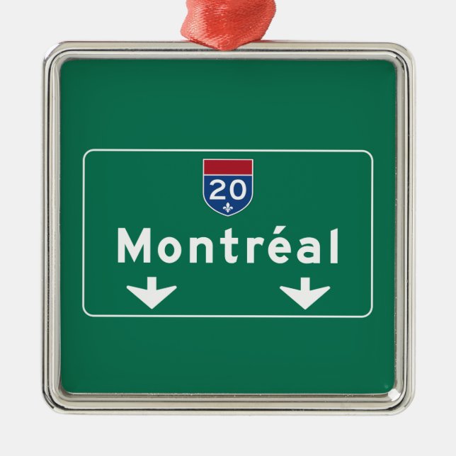 Montreal Kanada vägmärke Julgransprydnad Metall (Framsidan)
