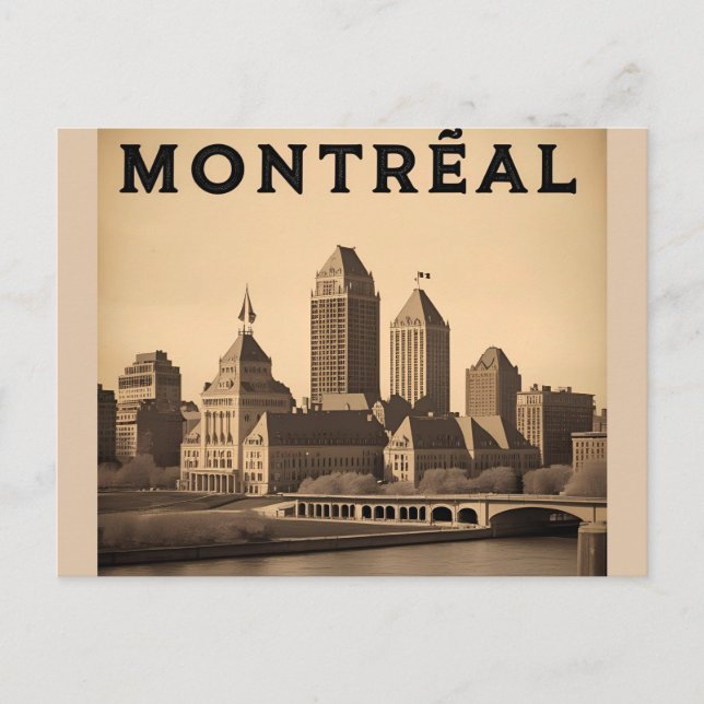 Montreal Kanada Vintage Silhuett  Vykort (Framsida)