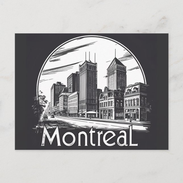 Montreal Kanada Vintage Siluett  Vykort (Framsida)
