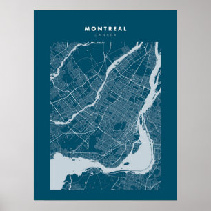 Montreal - Kanadas Mörk blått stad Karta Poster