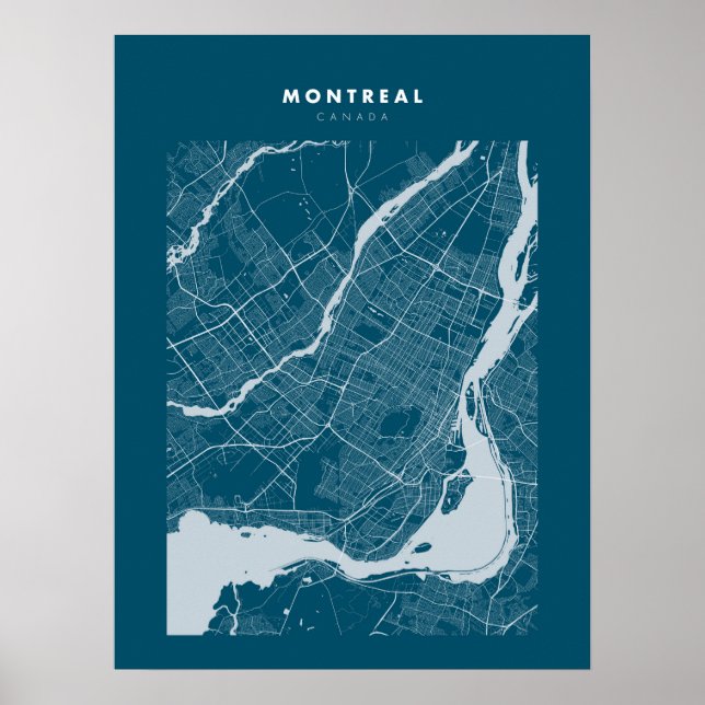Montreal - Kanadas Mörk blått stad Karta Poster (Framsidan)