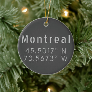 Montreal Latitude Longitud Julgransprydnad Keramik