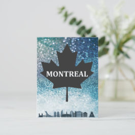 Montreal QC Canada City Silhouette Teal Postcard Vykort