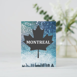 Montreal QC Canada City Silhouette Teal Postcard Vykort