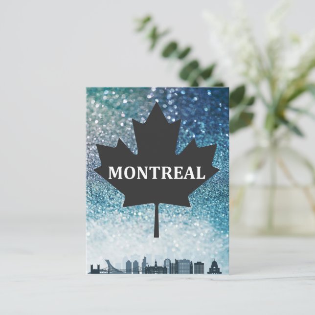 Montreal QC Canada City Silhouette Teal Postcard Vykort (Stående Fram)