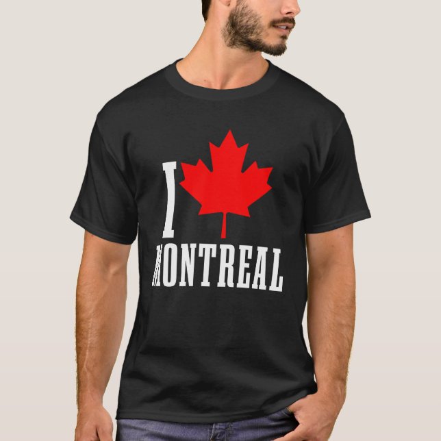 Montreal Quebec Canada Maple Löv Canadian Flagga P T Shirt (Framsida)