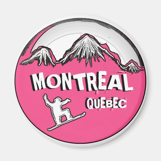 Montreal Quebec Canada rosa snowboarder magnet (Framsidan)