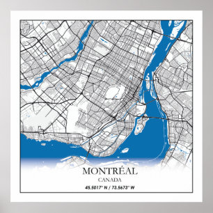 Montreal Quebec Canada Travel City Karta Modern Poster