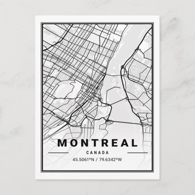 Montreal Quebec Canada Travel City Karta Vykort (Framsida)