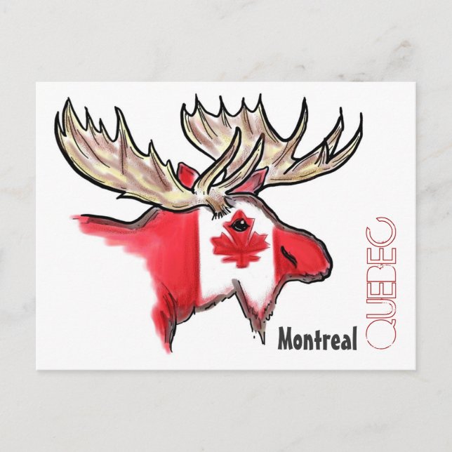 Montreal Quebec Canadian elk Art flagga vykort (Framsida)