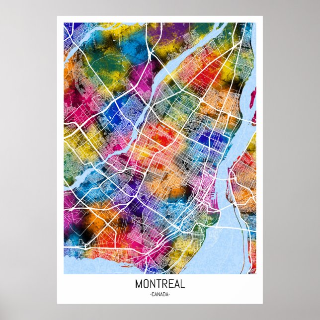 Montreal Quebec Kanada City Karta Poster (Framsidan)