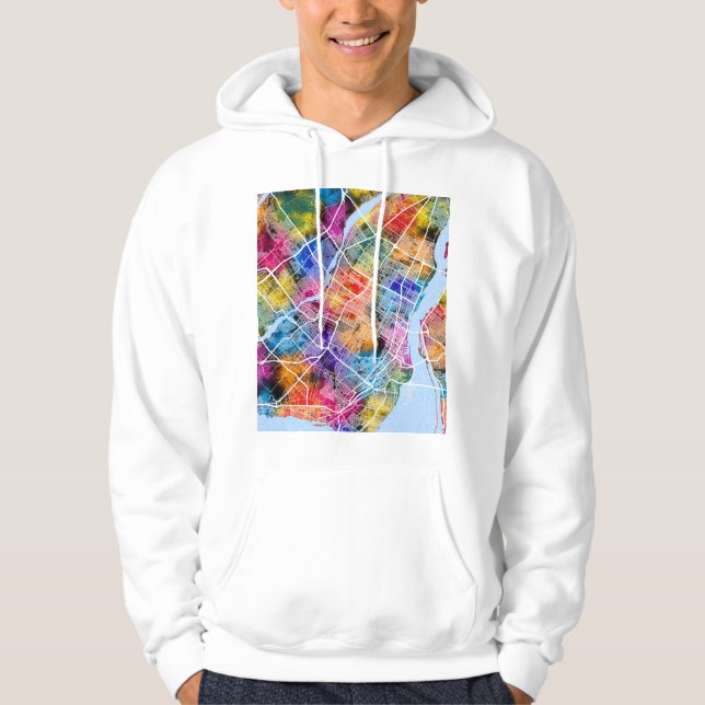 Montreal Quebec Kanada Stadskarta Hoodie (Framsida)