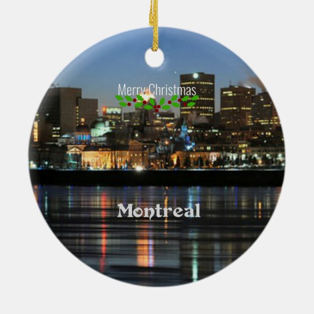 Montreal Skyline - God jul Julgransprydnad Keramik (Baksidan)