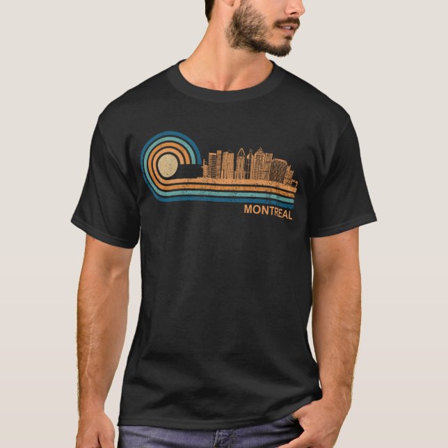 Montreal Skyline Retro Montreal Fläkt Kanada Skyli T Shirt (Framsida)