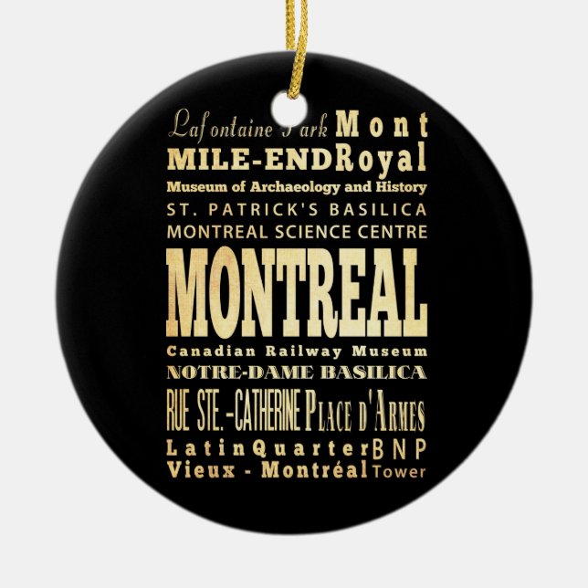 Montreal stad av Kanada typografikonst Julgransprydnad Keramik (Framsidan)