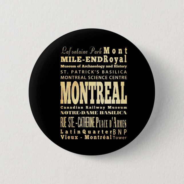 Montreal stad av Kanada typografikonst Knapp (Framsida)