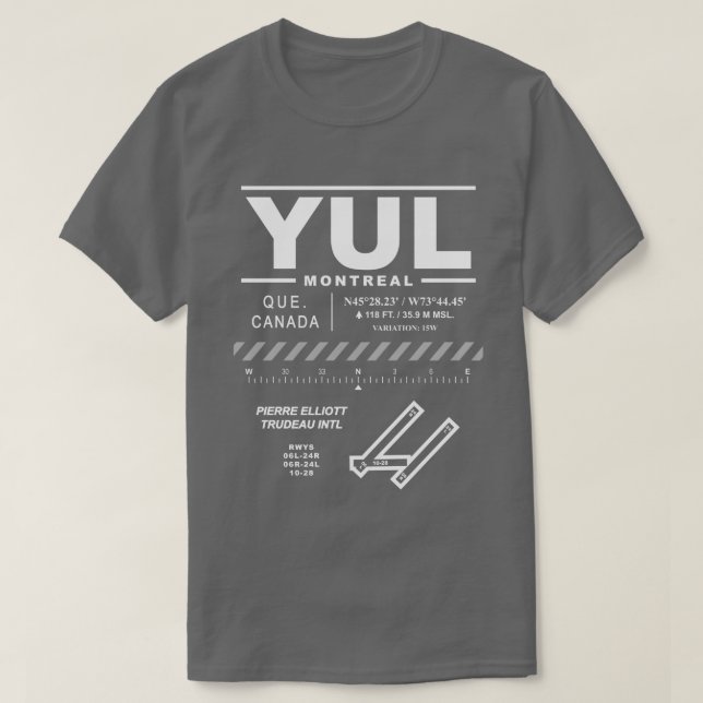 Montreal Trudeau Internationell flygplats YUL T-Sh Tee (Design framsida)