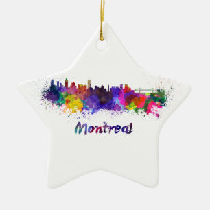 Montrealskylin i vattenfärg julgransprydnad keramik