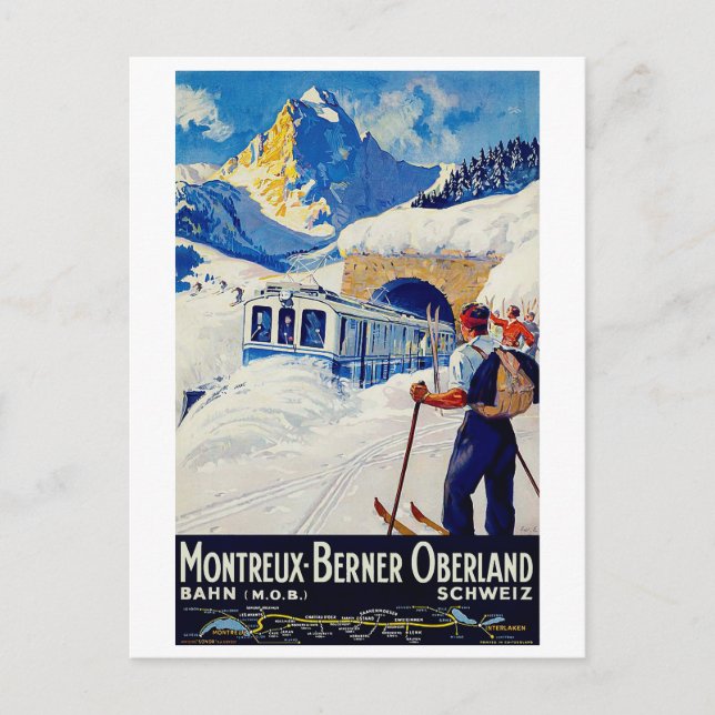 Montreux, Berner Oberland Railway, Schweiz Vykort (Framsida)
