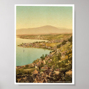 Montreux och Clarens, Geneve sjö, Schweitz vi Poster
