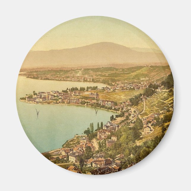 Montreux och Clarens, Geneve Sjö, Schweiz vi Magnet (Framsidan)