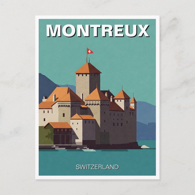 Montreux Schweiz Chateau de Chillon Abstrakt Vykort (Framsida)
