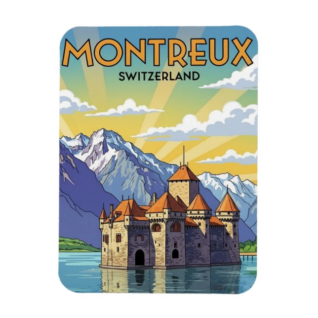 Montreux Schweiz Château de Chillon Magnet (Vertikal)